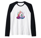 Cute Unicorn Sushi Whimsical Rainbow Sushi Roll Art Design Raglan Baseball Tee