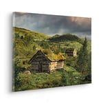 Komar Tableau sur châssis dans un cadre en bois véritable - Charme rustique - Dimensions : 60 x 40 cm - Image sur toile - Paysage - Pour salon, chambre à coucher