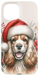 iPhone 15 Christmas English Cocker Spaniel Dog Watercolor Artwork Case