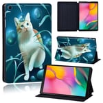 (Tab A7 lite 8.7 T22015.white cat)Tablettikotelo Samsung Galaxy Tab A8 10.5/A7 Lite 8.7/A 10.1 2019/S5E/S6 Lite/TabA 8.0"/10.5" PU-nahkakuvioiset tietokoneen kannet ja kuoret