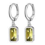 Suplight 925 Sterling Silver August Birthstone Hoop Dangle Earrings Emerald Cut Created Peridot Crystal Yellow Drop Earrings for Women Dangling