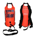 BornToSwim® Unisex Adult Waterproof Dry Bag Swimmer and Triathletes Swimrun Backpack Buoy Orange with Born To Swim Logo 35 x 70 cm (15 Litre Dry Bag)