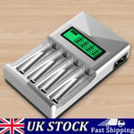 4-Slot Smart Battery Chargers Reusable for AA/AAA NiMH Rechargeable Batteries