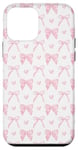 Coque pour iPhone 12 mini Girly Pink Bows & Hearts Coquette Motif fille douce