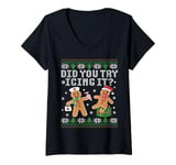 Womens Funny Gingerbread Nurse Doctor Cookie Did You Try Icing It V-Neck T-Shirt