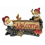 Design Toscano QL3334 Gnome Statue de jardin - Salutation du jardin Gnomes Panneau de bienvenue - Pelouse Gnome