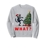 Black Cat Kicking Christmas Tree Tee Funny Evil Santa Cat Sweatshirt