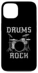 Coque pour iPhone 13 Batterie Rock, batteur fête des pères musicien rock Goth