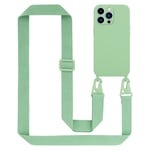 Tour de cou chaîne pour Apple iPhone 13 PRO MAX en LIQUID LIGHT GREEN Housse de protection en silicone avec cordelette réglable - Neuf