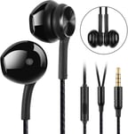 Ecouteurs Filaires,Ecouteur Intra-Auriculaires,Ecouteurs De Sport Magnetiques,Isolation Acoustique,Ergonomique Puissante Stereo Oreillette Filaire Avec Microphone,Port Jack 3,5 Mm-Noir