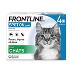 FRONTLINE Spot On Chat - Anti Puces, Tiques & Poux - Elimine Les Parasites - Protège L'Animal - Jusqu'à 4 Semaines - Fabriqué En France - 4 Pipettes Application Spot On