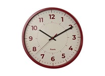 FISURA - Horloge Murale Originale Rouge. Horloge de Cuisine Moderne. Horloge Murale. 30 centimètres de diamètre. ABS et Verre. 1 Pile AA. Horloge sans tic-tac.