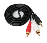 Cinch 2 RCA Cable 1.5m Plug to AUX 3.5mm Jack Stereo AV in Black