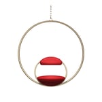 Lee Broom - Hanging Hoop Chair, Borstad Mässing, Kvadrat Divina 3 Red - 100% Ull - Lenestoler - Rød,Gull - Metall