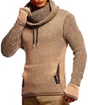 Leif Nelson Pull en tricot avec col pour homme - Pull d'hiver de qualité supérieure - Coupe droite - Idéal pour un look décontracté - Disponible en plusieurs tailles et couleurs, Marron écru., XL