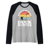 Worlds Okayest Duck Hunter Goose Funny Hunting Dad Mens Raglan Baseball Tee