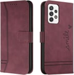 Coque Pour Samsung Galaxy A33 5g, Etui Portefeuille Samsung A33 5g, Protection Etui À Rabat Housse En Cuir Pu Avec Tpu Magnétique (Rouge)