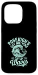 Coque pour iPhone 15 Pro Poseidon Dieu de la mer Océan Trident et vagues Illustration