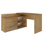 MOLINE - Bureau d'angle avec rangement - 3 tiroirs + 2 etagères - 120x50x76 cm - Bureau d'ordinateur