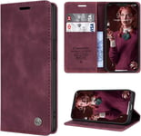 Coque Pour Iphone 12 Mini Cuir Etui Pour Iphone 12 Mini Housse Premium Pu Portefeuille [Magnetique] [Porte Cartes] [Stand Fonction] Coque Rabat Pour Iphone 12 Mini (5.4'') - Vin Rouge