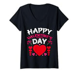 Womens Funny Happy Valentines Day Heart Love Valentine Men Women V-Neck T-Shirt