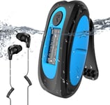 Mp3 Etanche Ipx8 Avec Clip Ecran Couleur,8Go Lecteur Avec Radio Fm Hifi Lossless Baladeur Mp3 Pour Natation(Piscine) Et Sport,Casque Waterproof Et Bouchons D'Oreilles Incluss07 Bleu