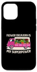 Coque pour iPhone 12/12 Pro Flower Delivery Fleuriste Camion Amoureux Rose Super Driver Maman