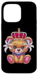 iPhone 14 Pro Max Kawaii teddy bear with crown and lilies Case