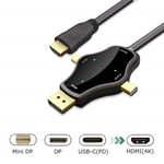 D65A - 3-i-1 Type-C / Displayport / Mini DP / til HDMI adapter