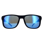 Wrap Matte Blue Blue Mirror Sunglasses