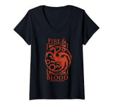 Femme House of the Dragon Fire And Blood Sigil T-Shirt avec Col en V