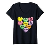 Womens Funny Candy Heart Anti Valentine's Day Sarcastic Love Joke V-Neck T-Shirt