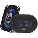 Pyle PL463BL Car Audio Speakers Pair 4x6 inch Three Way Loud Audio 240 Watt w/ 4 Ohm Pro Series Blue