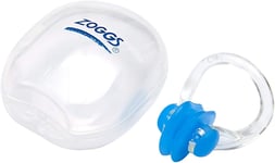 Zoggs Silicone Swimming Nose Clip with Case, Blue/Clear, Nose Clip Swimming Adu