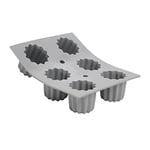 De Buyer - Plaque de 6 Canelés Bordelais ELASTOMOULE en mousse de silicone - 21 x 17,6 cm, diamètre 5,5 cm -, Gris