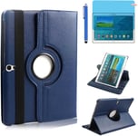 Étui Housse Coque Pour Samsung Galaxy Tab S 10.5 Pouces 2014 (Sm-T800 Sm-T805) - 360 Degrés Rotation Full Protection Kickstand Case Cover,Avec Un Stylo,Écran Film (Deep Blue)