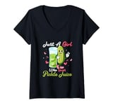 Womens Just A Girl Who Loves Pickle Juice Fitness Vegan Cucumber V-Neck T-Shirt