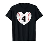 Baseball Heart Player #4 Baseball Mom Dad Varsity Team T-Shirt