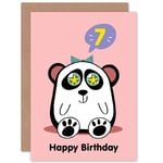 Kawaii Panda Star 7th Birthday Greetings Card Plus Envelope Blank inside