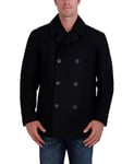 Nautica Men's Classic Double Breasted Peacoat Pea Coat, Black, XL