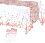 2Pc 137*274cm White and Rose Gold Disposable TableCloths Party Dots:rose 