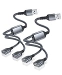 Itramax Câble USB Répartiteur 0.3M 2Pack,Type A Mâle vers 2 Femelle Rallonge Nylon Splitter Multiprise Y Cordon Double Port Hub Chargeur 2 en 1 Adaptateur pour Mac,Car,Xbox One X S,PS5,Laptop