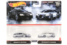 1:64 2er Jeu Bugatti Veyron + 2016 Bugatti Chiron Hot Wheels Premium