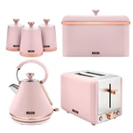 Tower Cavaletto Marshmallow Pink 6pc Kitchen Set Kettle 2 Slice Toaster Bread Bi