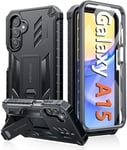 FNTCASE for Samsung Galaxy A15-5G Case: Full Protective Heavy Duty Cover with Kickstand | Rugged Shockproof Military Grade Drop Protection Cell Phone Cases Black