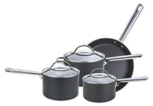 Anolon Professional Pots and Pans Set - 4 Piece Non Stick Pan Set with Glass Lids, Durable Stainless Steel Handles, Metal Utensil Safe Saucepans & Frying Pan Set, Black