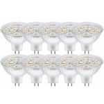 Ampoule led GU5.3, MR16 led 12V 3W Equivalent à 30W Lampe Halogène Blanc Chaud 3000K, Ampoules led Spot Non Dimmable, Lot de 10 [Classe énergétique f]