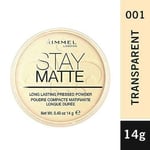 RIMMEL STAY MATTE LONG LASTING PRESSED POWDER - 14g  Transparent 001