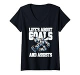 Womens LIFE`S ABOUT GOALS HOCKEY PLAYER SPORTS ICE HOCKEY LOVERS V-Neck T-Shirt