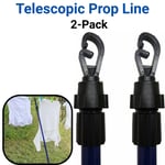 2 Pack Telescopic Prop Line Heavy Duty Clothes Washing Outdoor Pole Support 2.4M